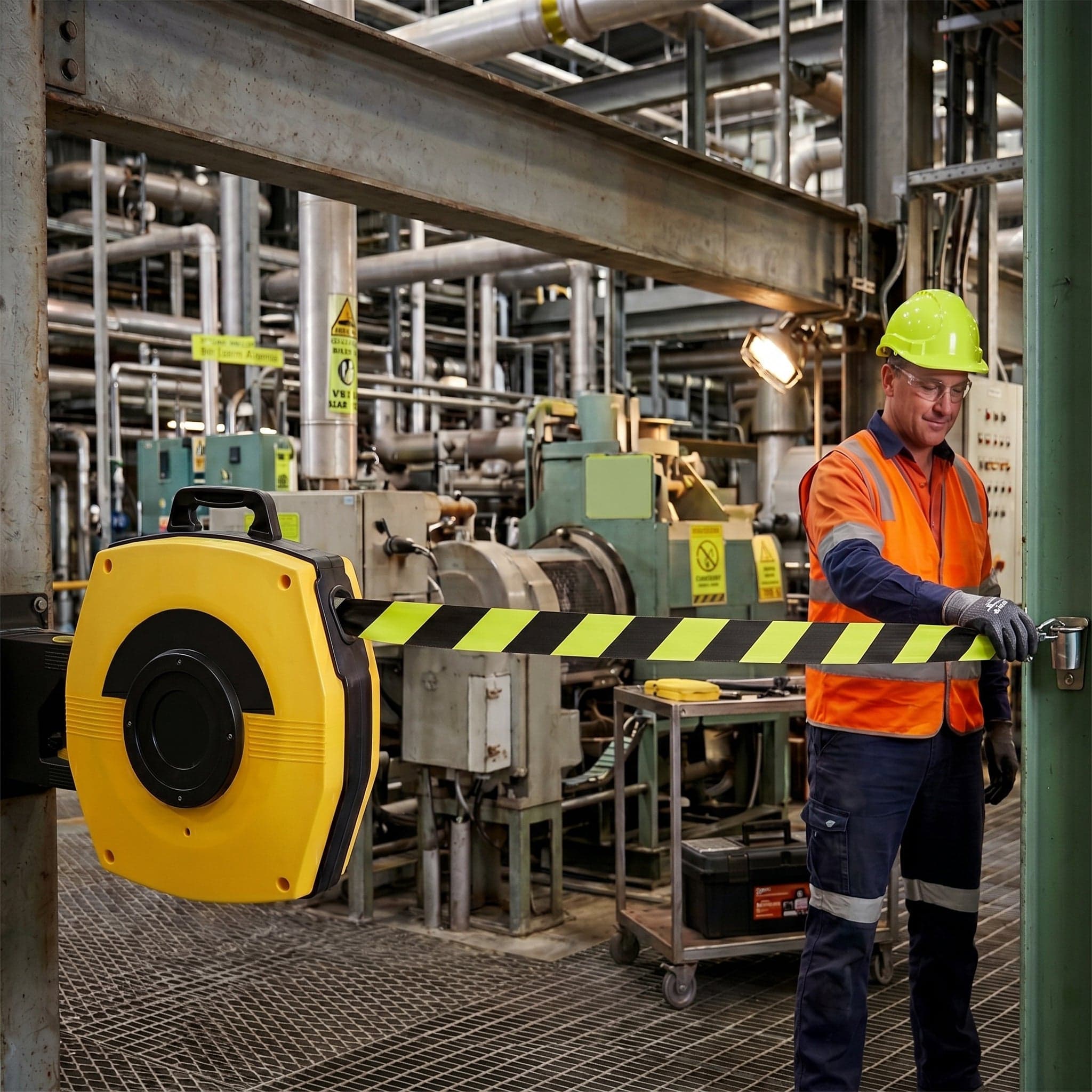 Magnetic Retractable Barrier Reel 15m / 25m – Tool-Free Mounting for Steel Surfaces, 50mm Tape — image 3