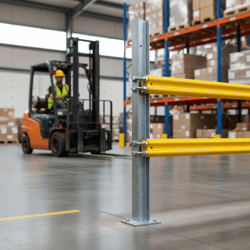 RSJ Crash Barrier Post 2000mm Double Run – Galvanised Steel Dig-In Post for Twin Armco Beams